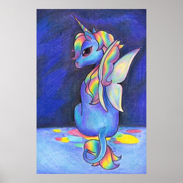 Poster Unicorne de Féerie arc-en-ciel (Devant)