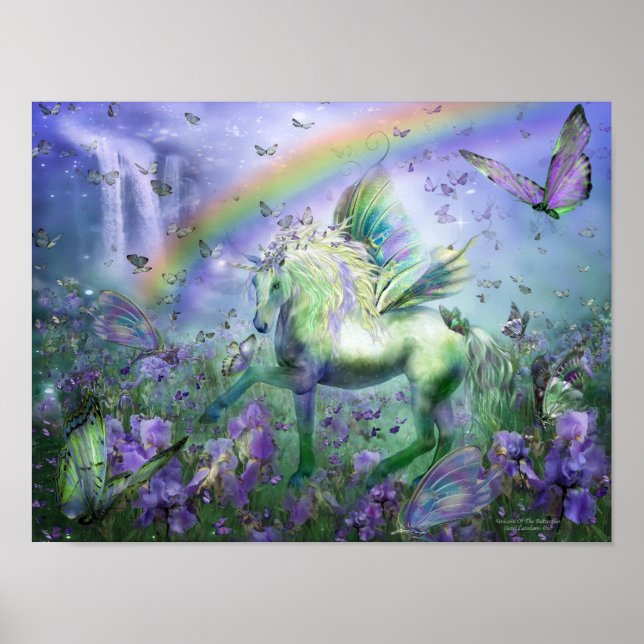 Poster Unicorne Des Papillons Art Mural/Imprimer (Devant)