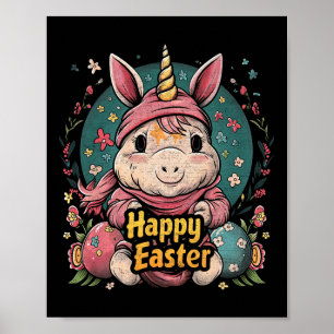 Poster Unicorne - Drôle Joyeux Pâques - Egg Boys Girls Ki