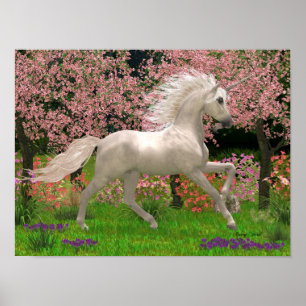 Poster Unicorne et Forêt