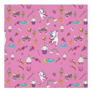 Poster Unicorne Fan Club motif rose