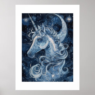 Poster Unicorne forestière enchantée