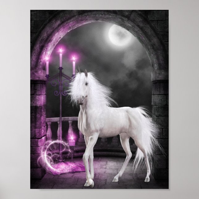 Poster Unicorne magique rose (Devant)