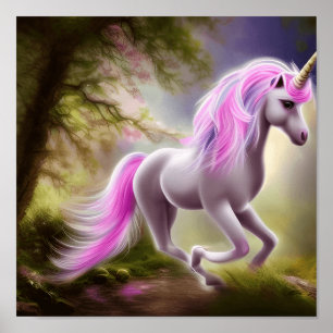 Poster Unicorne violet lunaire sur