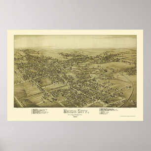 Poster Union City, PA Carte panoramique - 1895