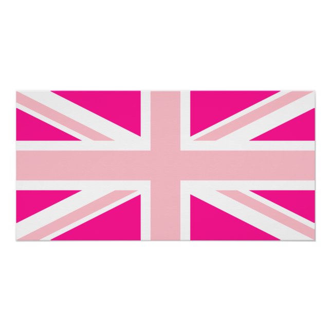 Poster Union Jack Rose Foncé (Devant)