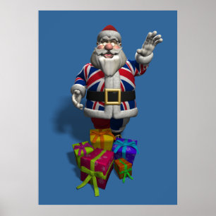 Poster Union Jack Santa Claus