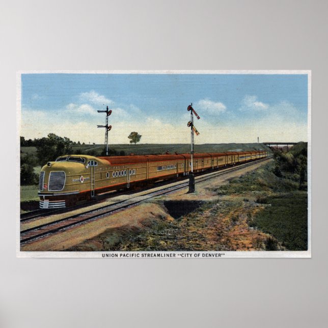 Poster Union Pacific Streamliner "Ville de Denver" (Devant)