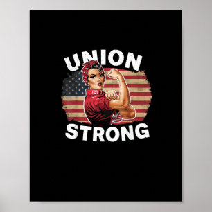Poster Union Strong - Fête du Travail Messy Bun USA Drape