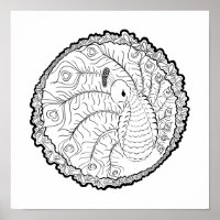 Poster unique Peacock Art Coloring