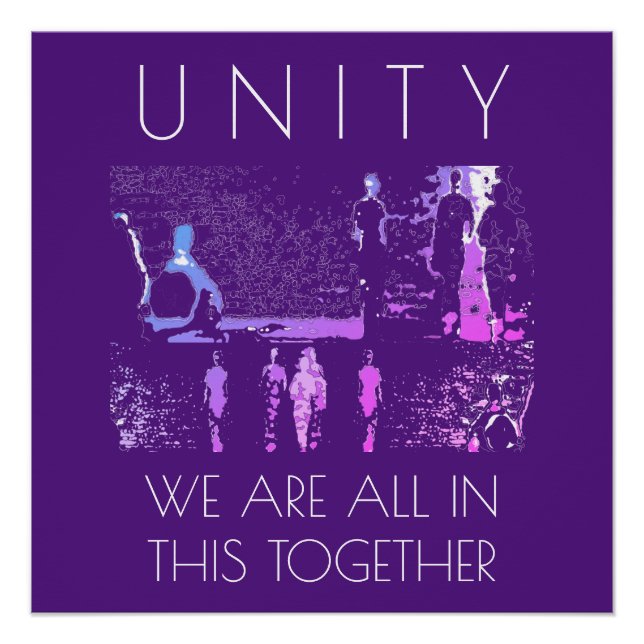 Poster "Unité, Ensemble" Inspiration Magenta Bleu Blanc B (Devant)