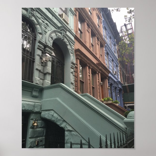 Poster Upper West Side Brownstone Townhouses New York NYC (Devant)