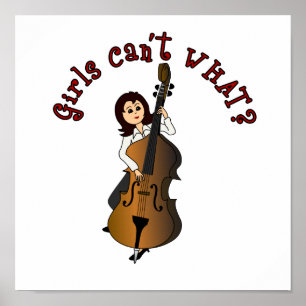 Poster Upright String Double Bass Girl