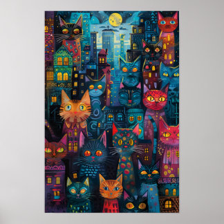 Poster Urban Alley Cats : L'art mural urbain de la ville