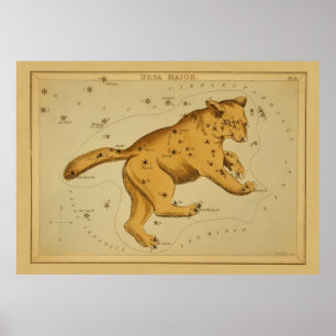 Poster Ursa Major - Image de la carte astronomique Vintag