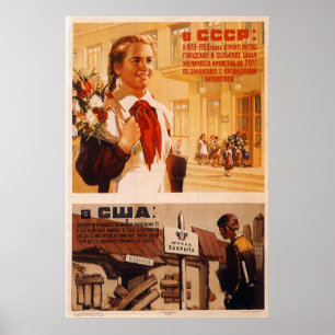 Poster URSS CCCP Guerre froide Union soviétique Propagati