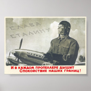 Poster URSS CCCP Guerre froide Union soviétique Propagati