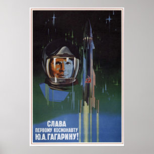Poster URSS Soviet Aviation Y. A. Gagarin 1961