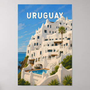 Poster Uruguay Casapueblo Illustration Voyage Art Rétro