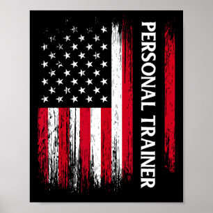 Poster Us American Flag Personal Trainer Fitness Instruct
