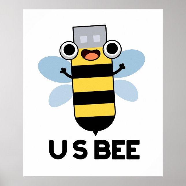 Poster US Bee Funny USB Technical Pun (Devant)