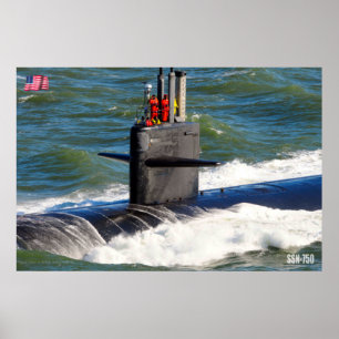 POSTER US FAST ATTACK SOUS-MARINE - SSN-750
