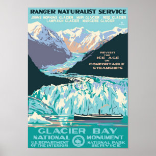 Poster " USA : 1925/today Alaska - GLACIER BAY Monument..