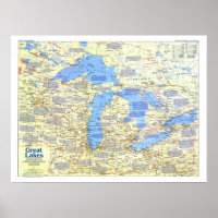 " USA : 1987 Carte des Grands Lacs ...