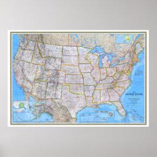 Poster " USA : 1993/today - Carte détaillée ...