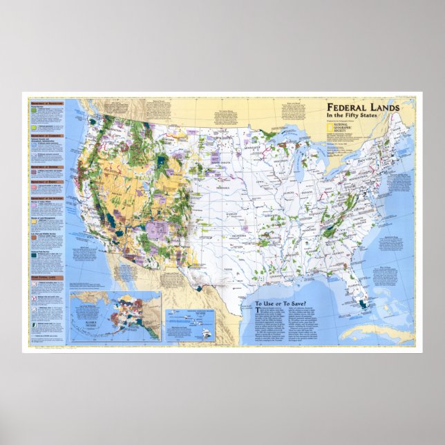 Poster " USA : 1996/aujourd'hui - Carte des Terres Fédéra (Devant)