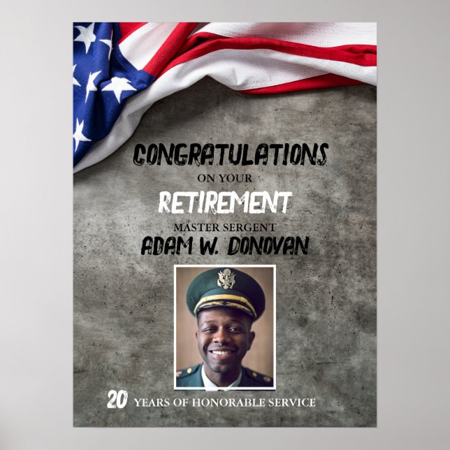 Poster USA American Flag Military Retirement Welcome (Devant)