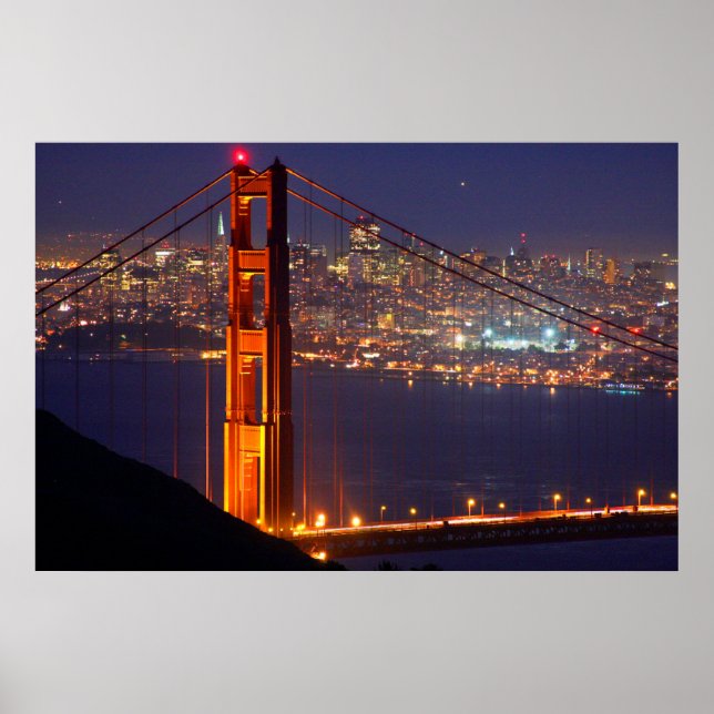 Poster USA, Californie. Pont Golden Gate La Nuit (Devant)