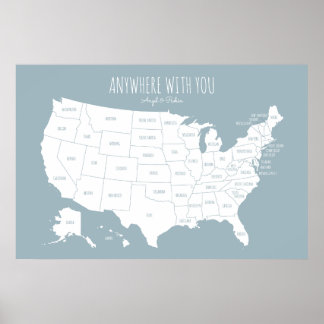 Poster USA Couples Carte de l'endroit où nous avons été e