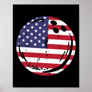 Poster Usa Drapeau Bowling Ll Patriotique Hommes Femmes E