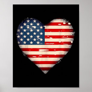Poster Usa Drapeau Coeur American Patriotic Memorial Day