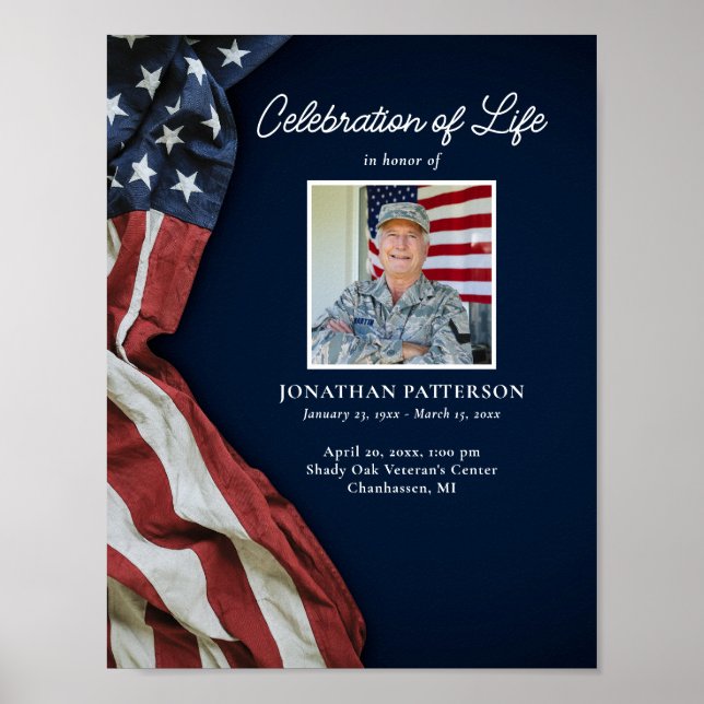 Poster USA Flag Life Celebration Photo Télécharger Funéra (Devant)