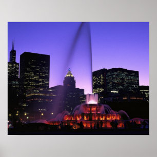 Poster USA, IL, Chicago. Fontaine de Buckingham à Grant