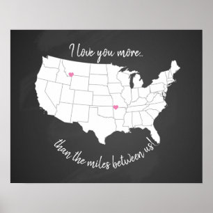 Poster USA Je t'aime plus que les kilomètres entre nous