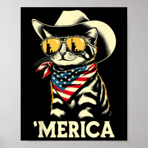 Poster Usa merica Chat 4 juillet Hommes Femmes Enfants Fu
