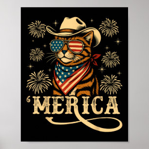 Poster Usa Merica Chat 4 juillet Hommes Femmes Enfants Fu