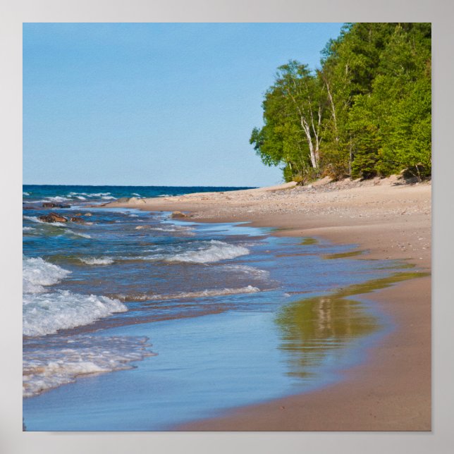 Poster USA, Michigan. Plage De 12 Km (Devant)