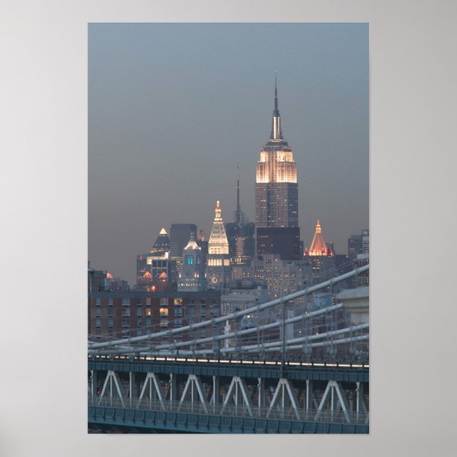 Poster USA, New York, Vue du pont de Manhattan, (Devant)