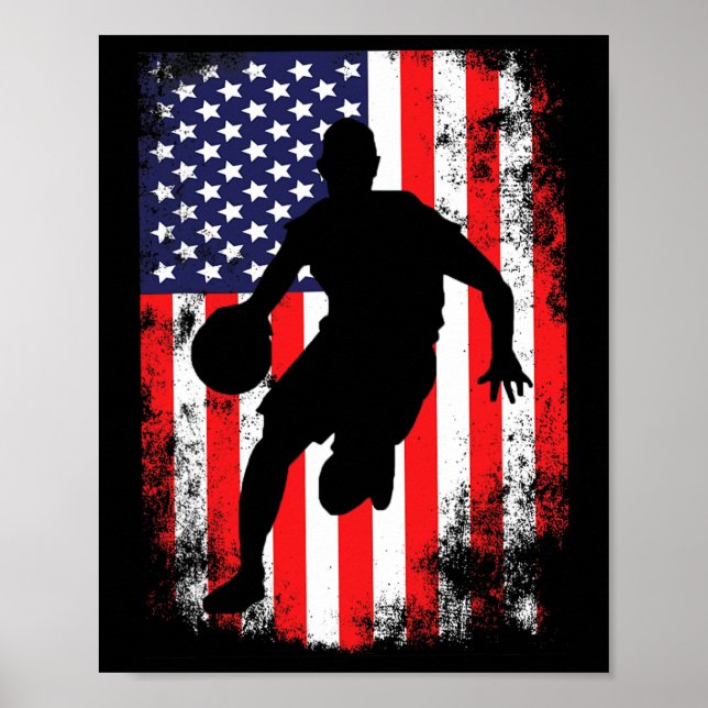 Poster USA Team Basketball Supporter American Patriotic F (Devant)