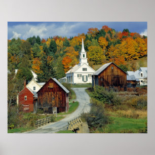 Poster USA, Vermont, Waits River. Le feuillage d'automne