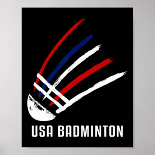 Poster Usa Volant de badminton Rouge Blanc Bleu