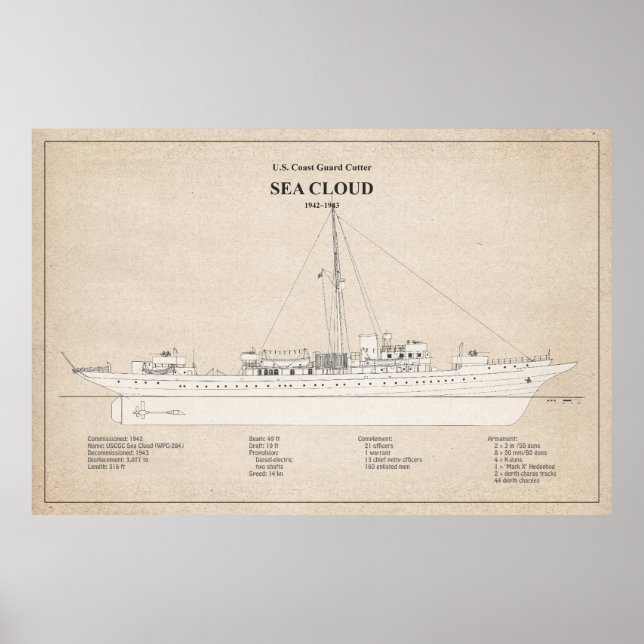 Poster USCG Cutter Sea Cloud wpg-284 - SBD (Devant)