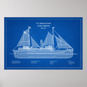 Poster USCG Lighthouse Tender Columbine - ABD