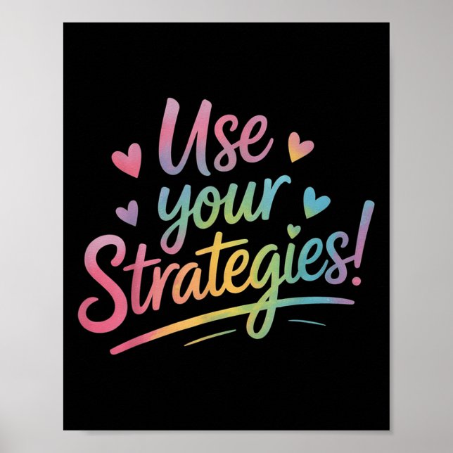 Poster Use Your Strategies Test Day Teacher Student Motiv (Devant)