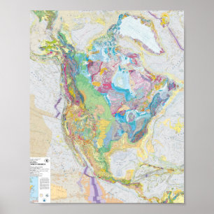 Poster USGS Carte Géologique De L'Amérique Du Nord