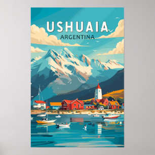 Poster Ushuaia Argentine Voyage Art Vintage
